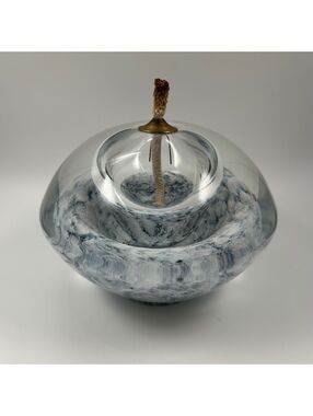 Oil Lamp Art Glass Krosno Poland Handmade